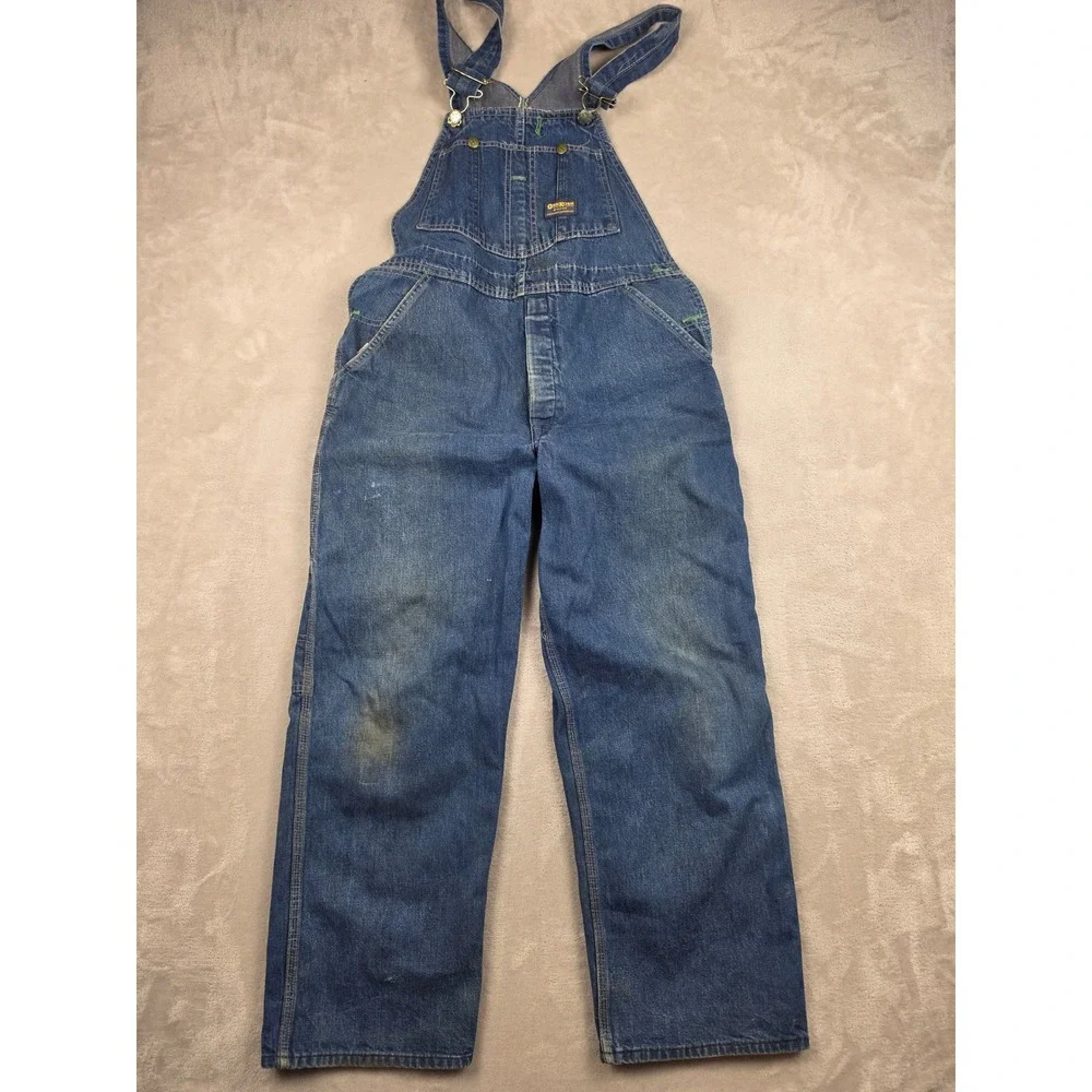 Vintage OshKosh B'gosh Bib Overalls Men 34x28 Blue Vestbak Denim USA Union Made
